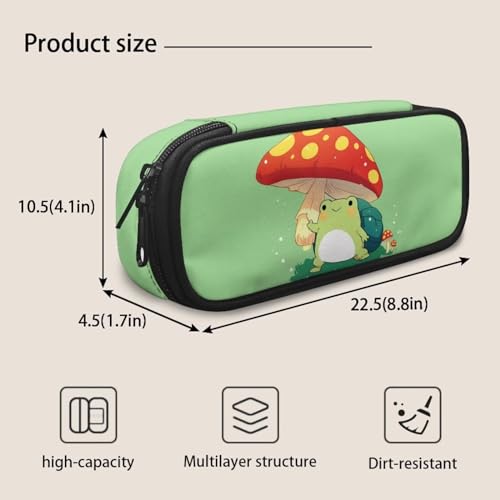 Image of Mushroom Frog Pencil Case for Girls 6-8 8-10 10-12 School Pen Holder Teen Pencil Bag Multifunction Stationery Organzier Travel Cosmetic Bags Purse School Office Classroom Desk
