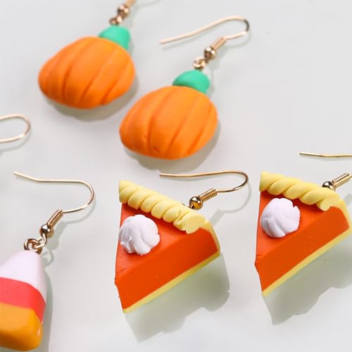Fall Earrings for Women Thanksgiving Earring 7 Pairs Candy Corn Pumpkin Pie Leaf Sunflower Earrings Lightweight Autumn Jewelry Thanksgiving Gift2