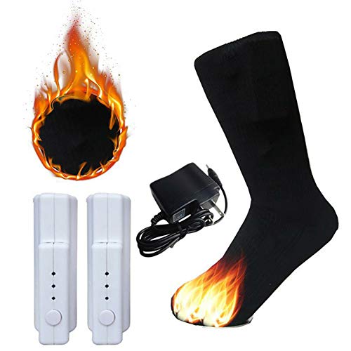 Preisvergleich Produktbild C- Chaussettes Chauffantes Électriques Ski Chaussettes Hiver Réchauffeur De Pieds Réchauffement Électrique Coton Thermique Chaussette Batterie Puissance Hommes Femmes US Plug