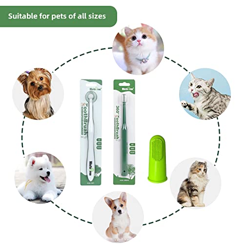 Dog Toothbrushes Cat Dental Care Hygiene Brushes Teeth Cleaning Reduces Plaque & Tartar Buildup For Puppies, Large Dogs, Cats, And Most Pets (3-Piece Kit, Contains Toothbrush & Fingerbrush #TOP4