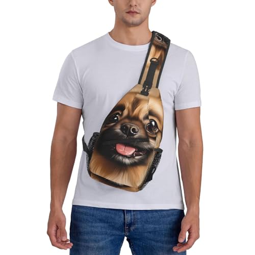 Crossbody Bag Negro estilo Sling, con diseño de perro miniatura 7