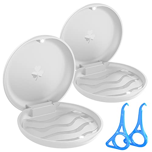 Image of BVN Dental Device Holder, 2 Pieces Denture Holder, with 2 Pieces Aligner Removal Tools, Dental Denture Box, Dental Bite Holder, Dental Prosthesis Holder (White)