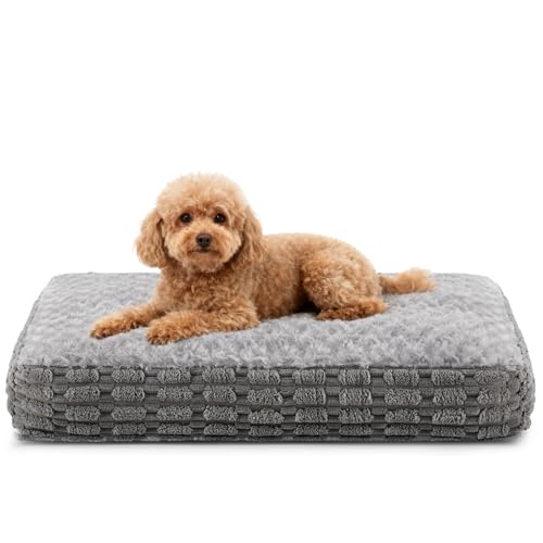 Heymamba Kleine Hundematte - Orthopädische Funktion Waschbar Hundebett, Beruhigende Hundematratze mit Rutschfester Unterseite, Warmes Kissen für Haustiere, Grau, 60x45x12cm
