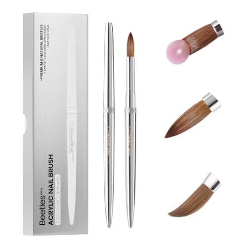Image of Beetles Pro 1-Pcs Acrylic Nail Brush - Professional Pure Bristles Kolinsky Acrylic Brushes for Nails Metallic Nail Art Brushes for Nails Extension Gel, 3D Carving - Salon Quality Manicure Tool (12#)