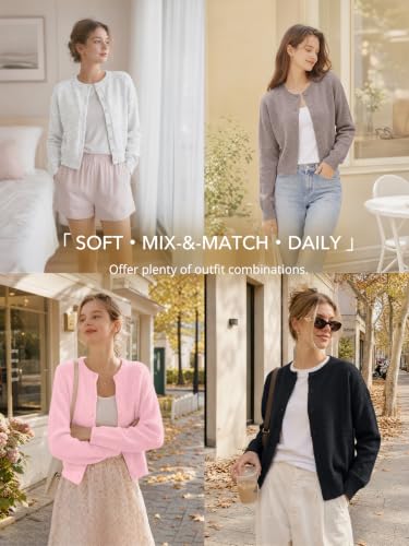 Image of Trendy Queen Cropped Cardigan Sweaters for Women Fall Fashion Clothes 2026 | Lightweight Knit Button-Down, Y2K Open-Front Layering Piece for Fall, Spring & Office Wear