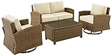 Crosley Furniture Bradenton 4-Piece Wicker Outdoor Loveseat and Swivel Rocker...