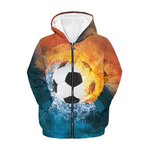 COEQINE Kids Long Sleeve Hooded Sweatshirt Full Zip Up Hoodie with Pockets for Boys Girls Size S-XL