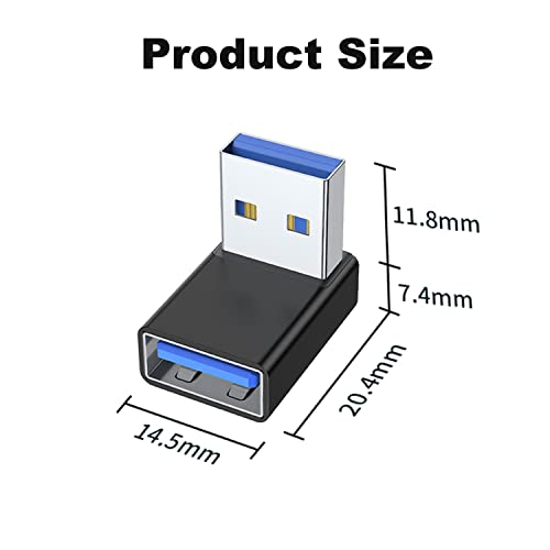 Areme 90 Degree Usb 3.0 Adapter 2 Pack, Upward Angle Usb A Male To Female Converter Extender For Pc, Laptop, Usb A Charger, Power Bank And More (Black) #TOP6