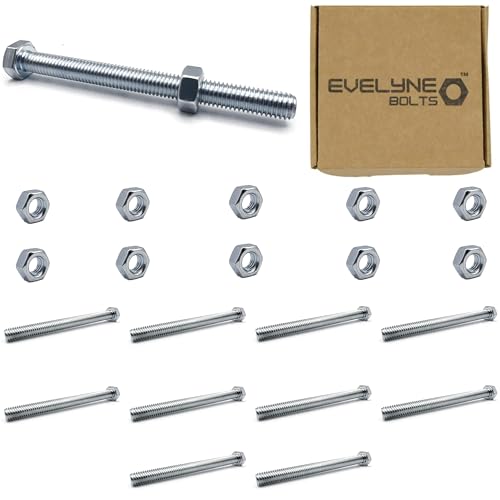 M8 Nuts & Bolt 10 Pack (M8 x 90mm Bolts & M8 Nuts) Hex Bolt/Setscrew Fully Threaded, Silver