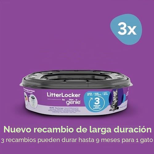 Litter Genie - Juego de 3 recambios octogonales compatibles con la basura LitterLocker y la Papelera Fashion