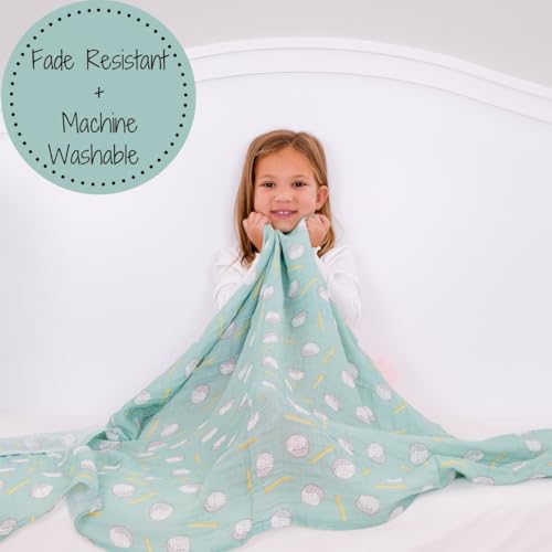 Image of LollyBanks Swaddle Blanket 100% Cotton, 2 Pack Muslin Swaddle Blankets, 47 x 47 inches Baby Swaddles for Boys and Girls, Lightweight Baby Blanket, Registry (Golf Print)