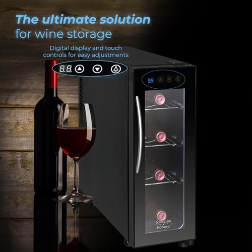 Image of Koblenz EVFK-04 4-Bottle Free Standing Single Zone Fridge and Chiller, Wine | Thermoelectric Wine Cooler with Digital Display and Touch Controls, Black, Wine Bottles, EVFK-04, Great Value, For Gifts