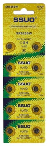 Image of SR626 /LR626 Button Cell Battery - 10 Pack | AG4, 177, SR626SW, SR66, 377A, L626, V377 - 1.5V Alkaline Batteries for Watches, Calculators, Toys, and Electronics (Pack of 10 Battery)