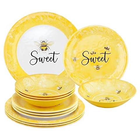 UPware 12-Piece Melamine Dinnerware Set Cover