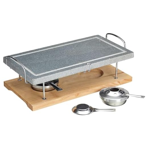 Artesà Hot Stone Grill Da Tavolo in Pietra per Bistecche, Frutti Di Mare E Verdure - Gourmet Grill 41,5 X 22 X 15 cm, Marmo/Legno