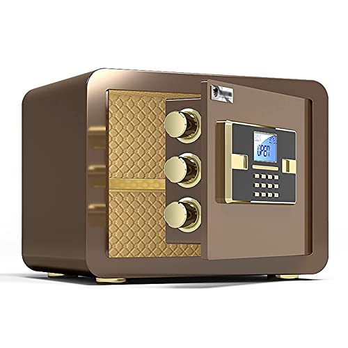 Coffre ignifuge sécurité anti-vol en acier et petite armoire de rangement 35x25x25cm marron