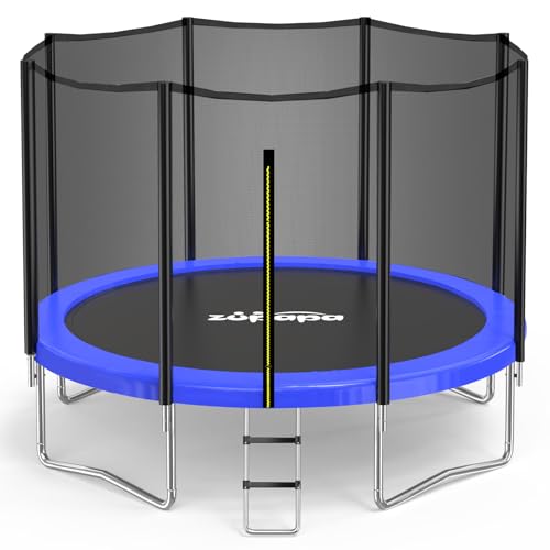 Zupapa Cama elástica resistente de 366 cm con red de seguridad y escalera antideslizante para niños y adultos, diversión para toda la familia en el jardín