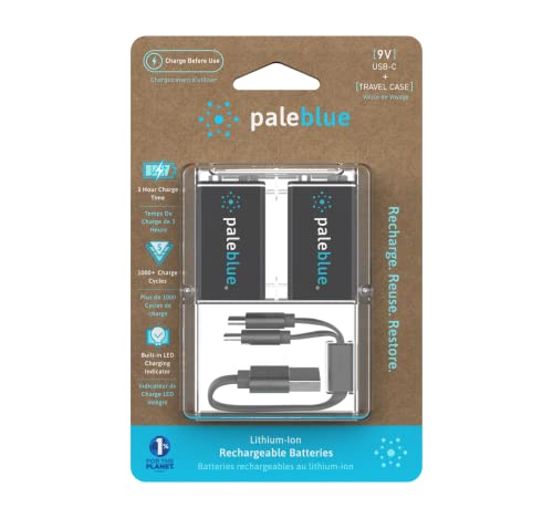 Paleblue   Pilas recargables USB C 9V 6LR61 6HR61