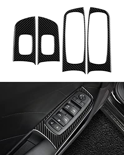 Karltys Compatible With Window Switch Panel Cover Dodge Charger 2011-2020 Accessories Carbon Fiber Door Window Lift Trim Sticker Interior Decoration Decal Abs 4Pcs #TOP9