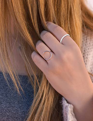 Rlmoon 925 Sterling Silver Ring For Women Men Silver Stackable Stacking Thumb Ring White Gold Plated Plain Wedding Band Engagement Ring Comfort Fit 2Mm Size 7 #TOP2