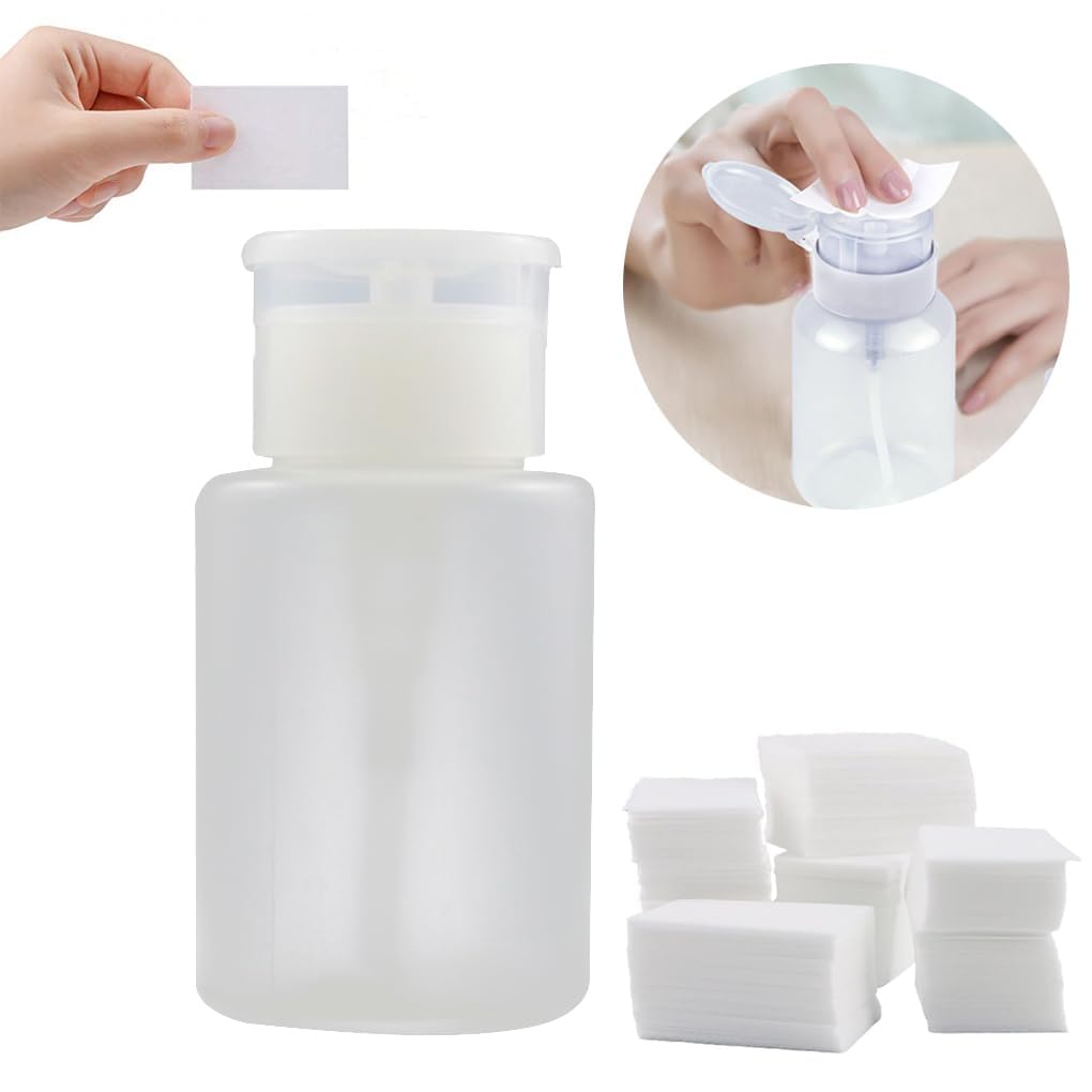 Gel Nail Polish Remover 1000 Pcs Lint Free Nail Wipes Cotton Pads With 1 Push Down Pump Dispenser Bottle container With Cotton pads - Multi Color.-image-23