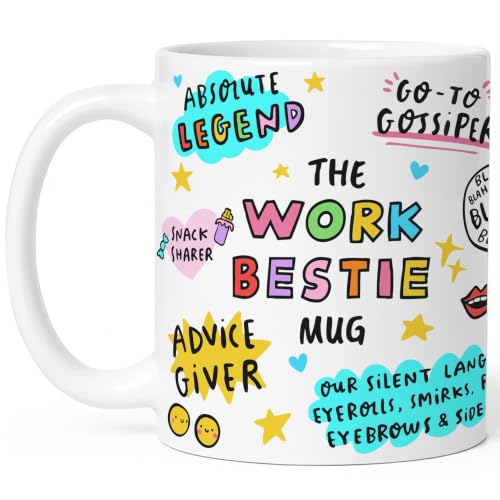 Affordali Work Bestie Gifts for Women - Work Bestie Mugs for Women Working Friendship Gift - Coworker Cup 11oz Ceramic Present for Coworker Female Working Bestie Christmas Gift