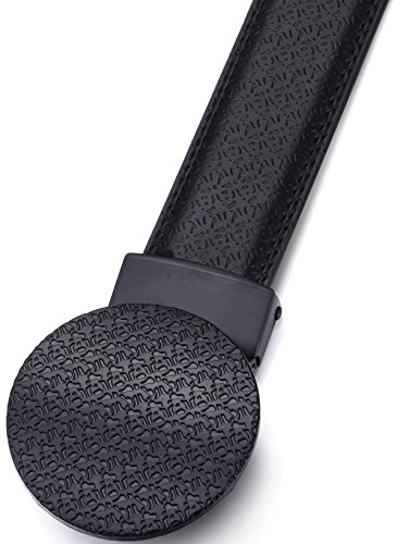 Marino Men’s Genuine Leather Ratchet Dress Belt With Automatic Buckle, Enclosed in an Elegant Gift Box - Round Foulard -Deep Charcoal - Adjustable from 38" to 54" Waist3