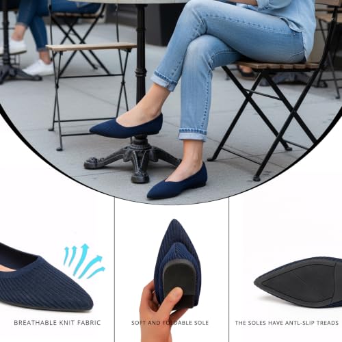 Image of Flats for Women Pointed Toe Knit Foldable Ballet Flat Shoes