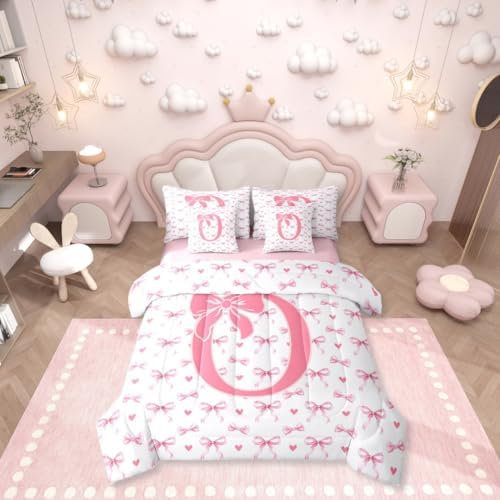 Erosebridal Initial Letter O 7 Pieces Bedding Set | Pink Coquette...