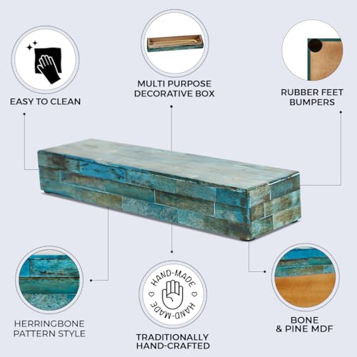 Image of Handicrafts Home Verdigris Collection, Storage Organizer Decorative Box Multipurpose Gift - Verdigris 10x2.5x1.5 inch