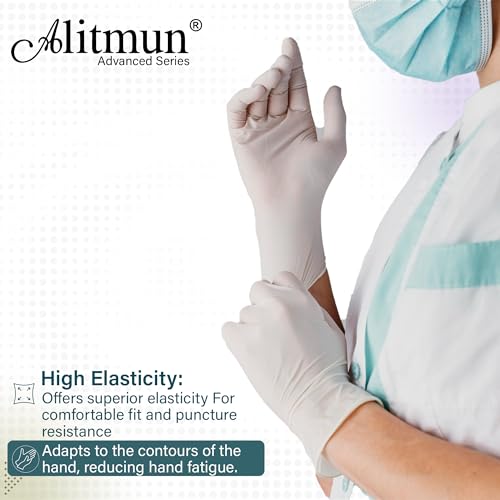 Image of Advanced Series Powder Free Latex Examination Gloves, Disposable Surgical Hand Gloves with Exceptional Grip and Durability, Medical usage & Multipurpose Gloves (Pack of 100) (Medium)