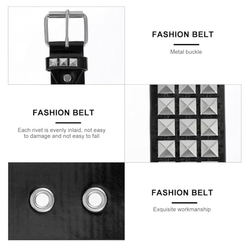 Punk Rivet Belt for Men Fashionable PU Leather Waist Belt Adjustable Decorative Waistband for Jeans Casual Wear4
