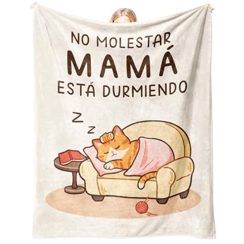 CheriGift Beige Regalo Madre, Regalo Mamá, Manta de Gato, Regalo Mamá Cumpleaños, Regalo Navidad, Dia de la Madre Originales 157x132cm