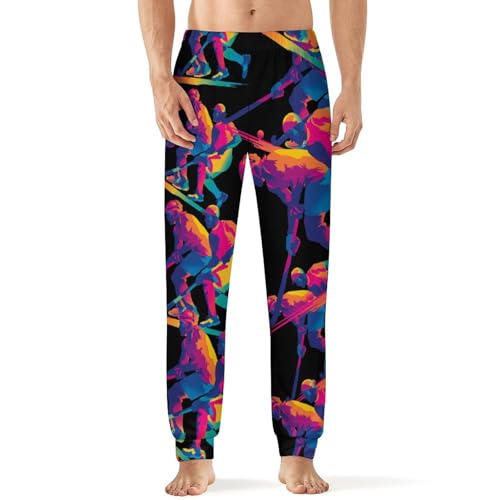 Colorful Hockey Players Men's Pajama Bottoms Sleep Lounge Soft Comfy Pants Sleepwear