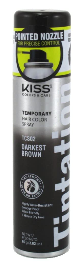 Kiss Tintation Temporary Color Spray Darkest Brown 2.82 Ounce (Pack of 6)