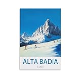 WHCHEEH Alta Badia Italien-Reise-Poster, Ski, 20 x 30 cm, 