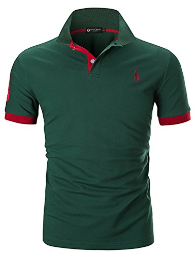 STTLZMC HEREN Korte mouw Polos Contrasterende kleur Splice Klassieke Casual T-Shirt,Groen,L