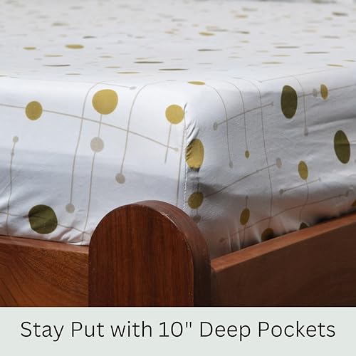 Image of Amazon Brand - Umi Cotton Elastic Fitted Bedsheet, King Size 78x72 Inches, Elastic Fit Bed Sheet, 10 Inch Deep Pocket, Soft Breathable Bedding, Durable Easy Care, with Pillow Cover-Dot Matrix
