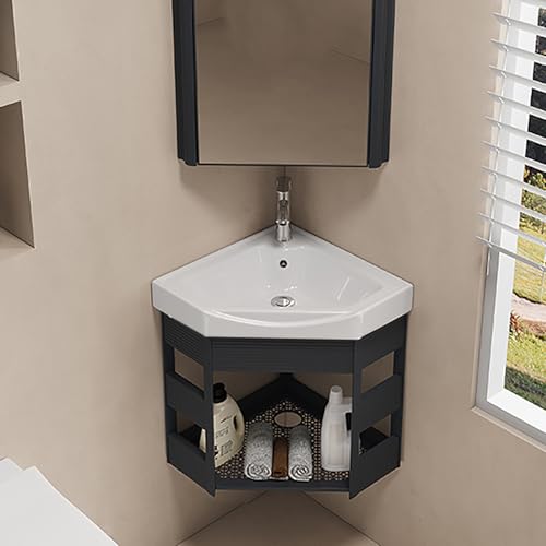 Lavabo triangular de pared para inodoros pequeños y armarios de tocador compactos 2