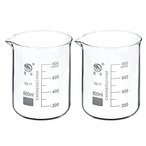 Bécher en verre pour cuisine et laboratoire PATIKIL 800ml, tasses à mesurer graduées