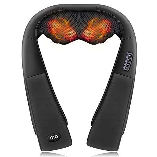 QTQ Massaggiatore Cervicale Schiena, con Shiatsu e Riscaldante, Massaggio per Collo/Spalle/Piedi/Gambe, Allevia i dolori e la Tensione Muscolare