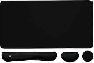 4-in-1 Gaming Desk Pad Set with Ergonomic Wrist Rests, Waterproof Mouse Keyboard Mat