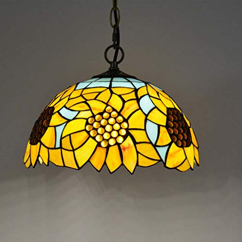 Plafonnier en vitrail artisanal fleur de soleil avec finition haut de gamme