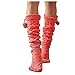 Stricken Overknee Strümpfe Damen Lange Socken Warme Wintersocken Overknee Socken Stricksocken Kuschelsocken Home Thermosocken Hüttensocken Kniestrümpfe Bodensocken