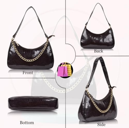 Image of DaisyStar Women Fashion Croco Shoulder Bags - Zip Pocket Canvas Handbag Bags for women