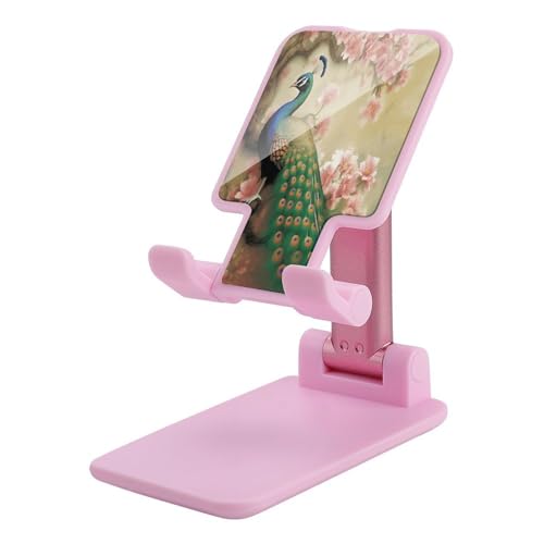 Soporte de teléfono ajustable VstaDank plegable con diseño oriental de pavo real