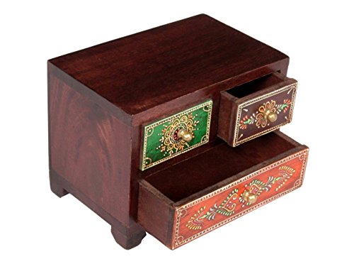 Image of Traditional Wooden Hand Painted 2 + 1 Drawer Chest 6Inch / 15Cm