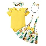 Newborn Baby Girl Clothes Skirt Outfit Solid Romper Jumpsuit Bodysuit Suspender Fruit Skirt Set Dres