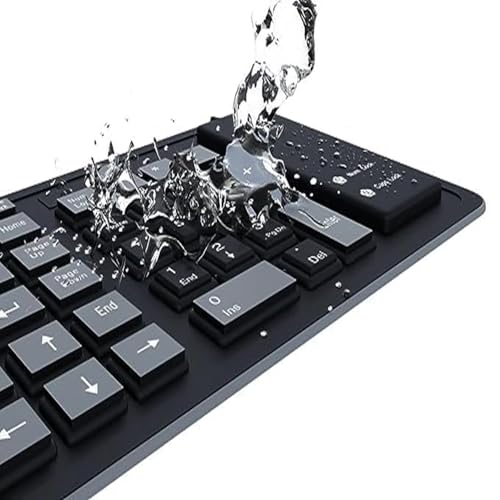 Image of Silicone Keyboard Foldable Rollup Flexible Keyboard Full Size 103 Keys with Number Pad Waterproof /Dustproof Portable Travel Key-Board for PC /Laptop /Computer /Tablet (Black + Grey)