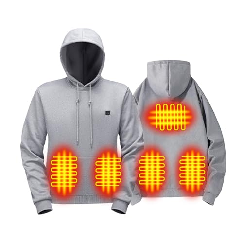 Heated Hoodie Jacket for Men Women USB Warming Hoodies Pullover with 3 Heating Settings 5 Heating Areas Winter Outdoor Smart Heated Sweatshirt Coats Thermal Body Warmer(Without Power Bank) XX-Large